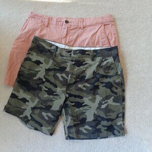Set of 2  Goodthreads Men's Flat Front Comfort‎ Stretch Chino Shorts Size 33W